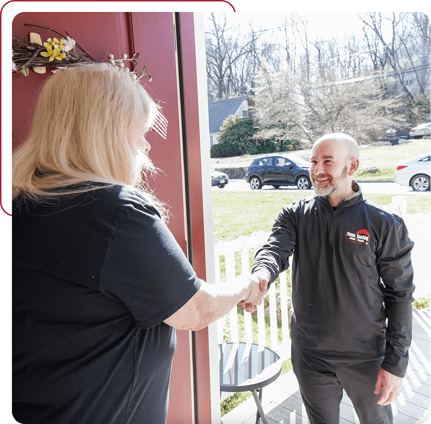Home service professional meeting client