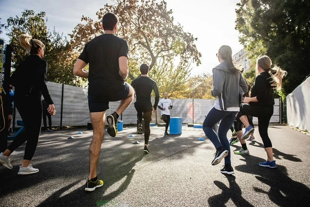 Corporate wellness workout outdoors
