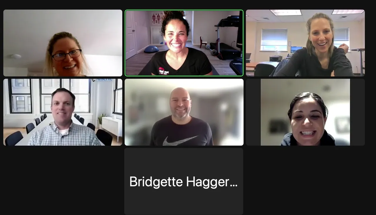 Group of co-workers exercising together